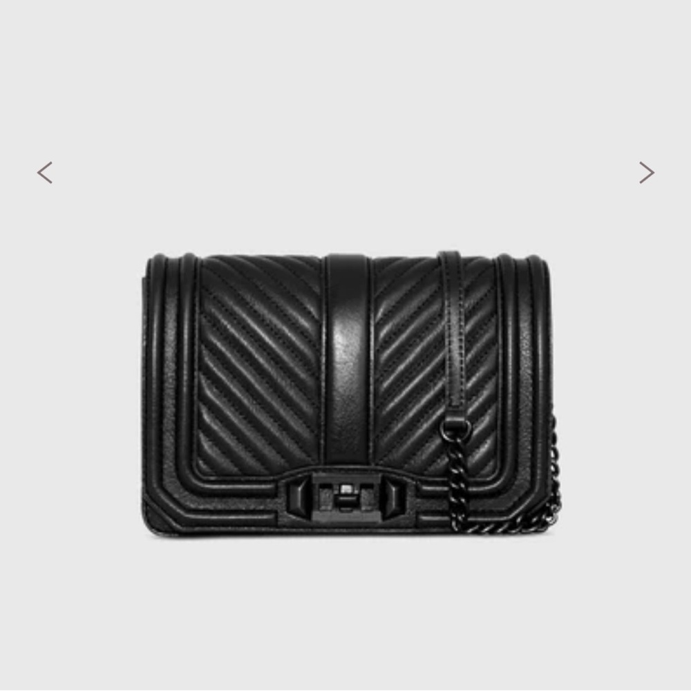 Rebecca Minkoff Chevron Quilted Small Love Crossbody in Black